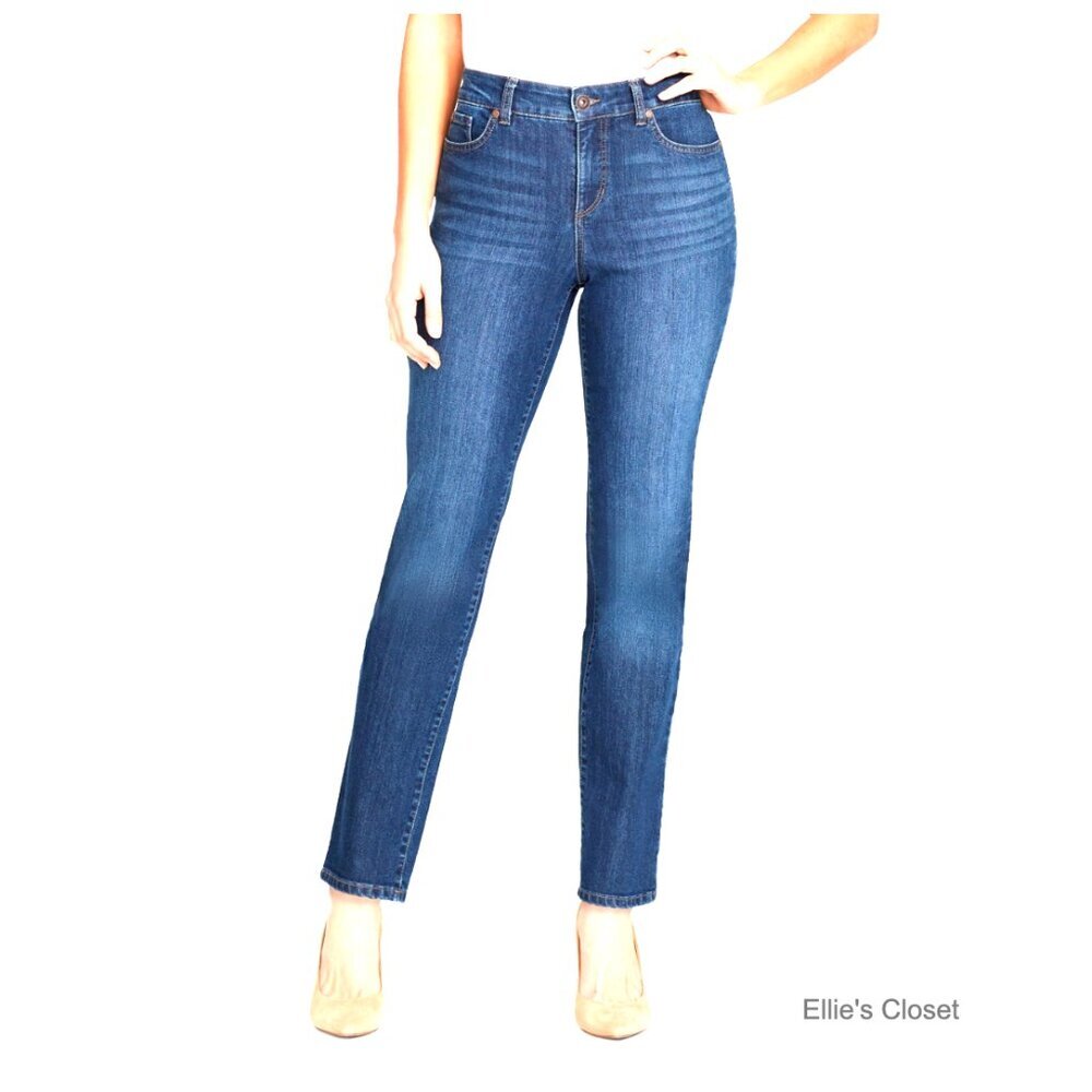 High Rise Straight Leg Jeans with Stretch Fit